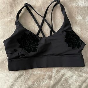 Zyia Black Velvet Light n Tight Strappy Bra